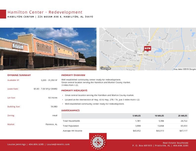 Hamilton Center: 225 Bexar Ave E, Hamilton, AL 35570